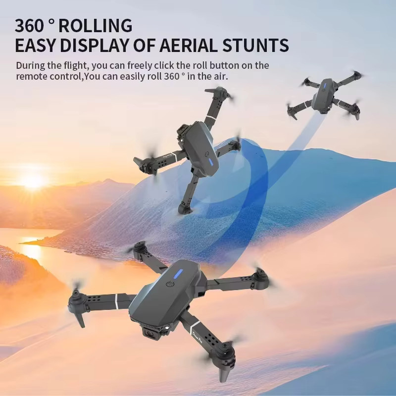 BOALZETD E88 Drohne, RC Quadcopter, mit Fernbedienung mit Bildschirm, Dual-Kamera, Schwarz - Bild 3