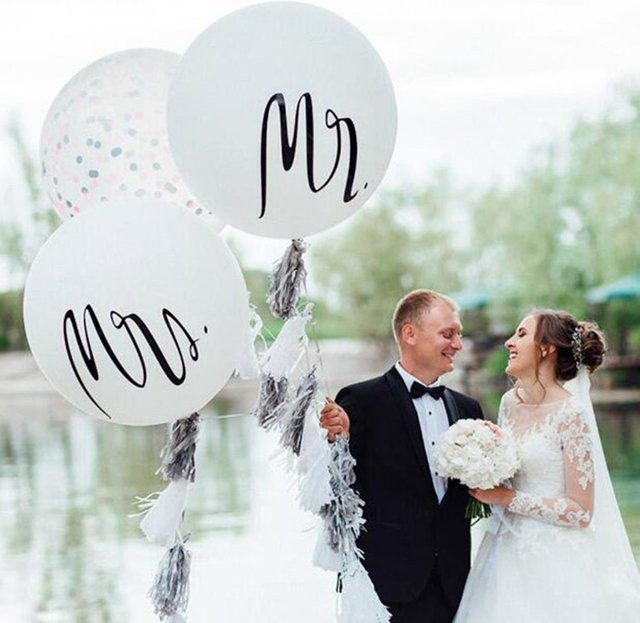 Enanal Latex Ballon Herr & Frau weiß 36 Zoll für Hochzeit, Valentinstag und Geburtstag - Bild 1