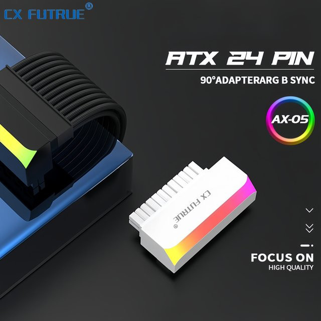 CX FUTRUE 24PIN bis 90 Grad ARGB Netzteil Motherboard Netzkabel Stecker Modular DIY Zubehör in Weiß - Bild 1