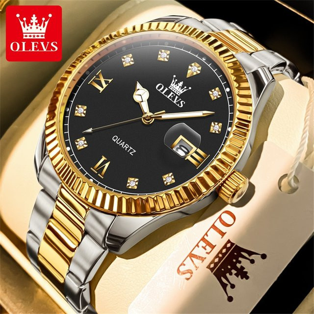 OLEVS Armbanduhr, Quarz, Gold, Edelstahl, Herren - Bild 1
