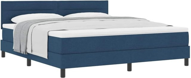 vidaXL Boxspringbett mit Matratze und Kopfteil in Blau, Hybrid-Design mit Taschenfederkern, B/T: 180 x 200 cm - Bild 1