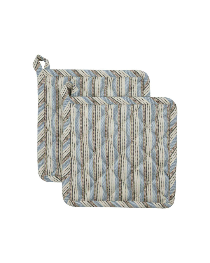 House Doctor Topflappen Chef aus 100% Baumwolle in Blau und Sand, quadratisch, Durchmesser: 22,5 cm - Bild 1