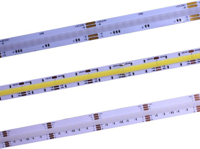 Taslauk COB LED Streifen RGB CCT mit 120 LEDs/m, Farbmischung Weiß und Multicolour, IP67 Schutzklasse, schneidbar - Bild 1