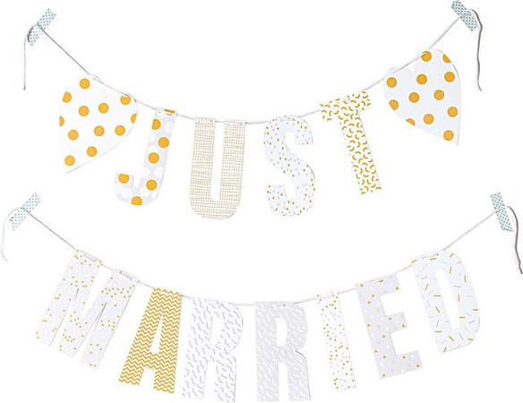 Rico Design Paper Poetry Girlande Just Married in Bunt mit 3m Länge
