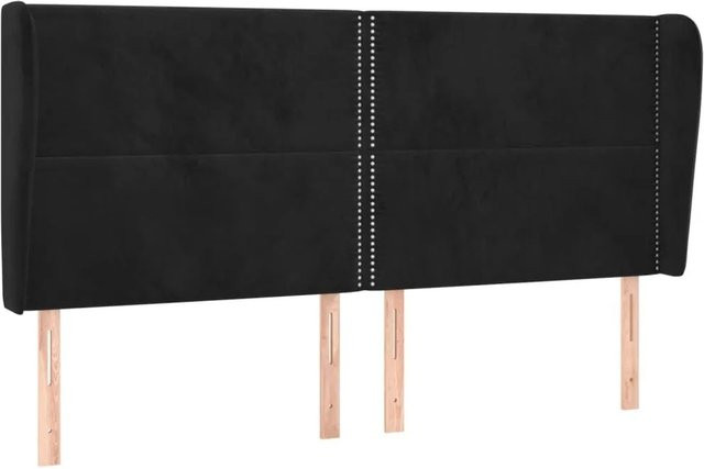 vidaXL Kopfteil mit Ohren in Schwarz aus Samt, Breite: 203 cm, Tiefe: 23 cm, Höhe: 118 cm bis 128 cm - Bild 1
