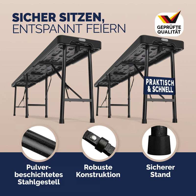 Casaria Rattanbänke Malmö 2er-Set in Schwarz aus Polyrattan mit UV-Beständigkeit, Breite: 180 cm - Bild 3