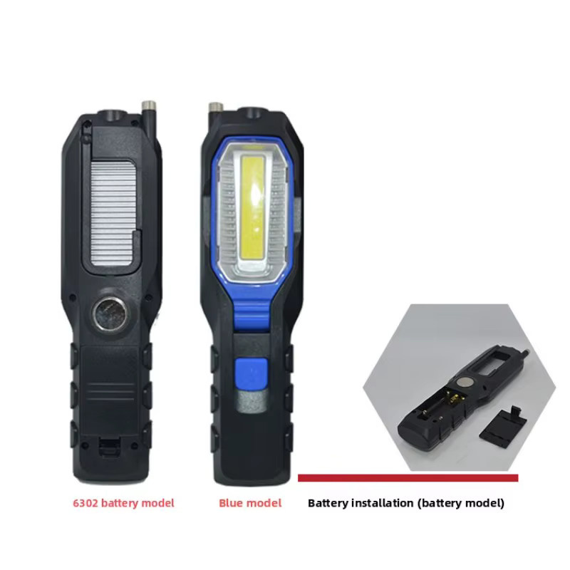 QHSPE LED Arbeitsleuchte mit USB-Ladefunktion, COB-Taschenlampe mit Haken und Magnet in Orange und Schwarz - Bild 3