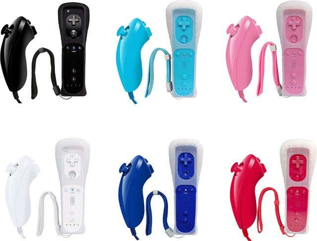 Nintendo Kabelloses Controller-Set für Wii/Wii U in Blau mit Linkem Nunchuk-Joystick, Rechter Vibrationsfernbedienung, Silikonhülle und Handgelenkschlaufe - Bild 1