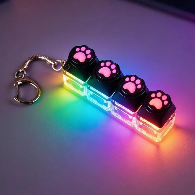 LED Tastatur Schlüsselanhänger Fidget Spielzeug, Kristall Klicker, licht grau - Bild 1