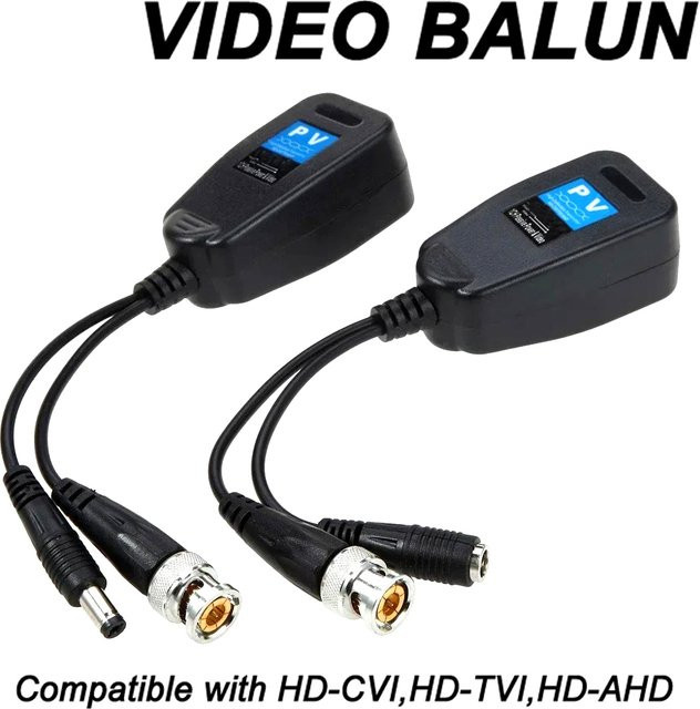 JIENUO Passiver Balun RJ45 auf BNC Video Transceiver für HDCVI HDTVI AHD Analog High Definition Kameras in Schwarz - Bild 1