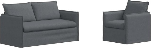 vidaXL Sofa 2-teilig Dunkelgrau mit Stoffbezug und Metallrahmen B/T/H: 156 x 82 x 85 cm und 75 x 82 x 85 cm - Bild 1