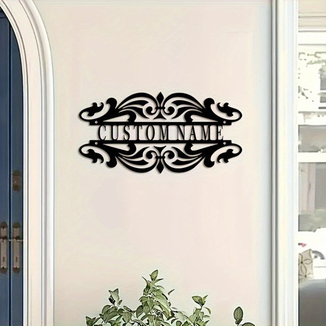 Individuelles schwarzes Willkommensschild Hello Young aus Metall mit floralem Design zur Wandmontage, B/H: 30 x 15 cm - Bild 1