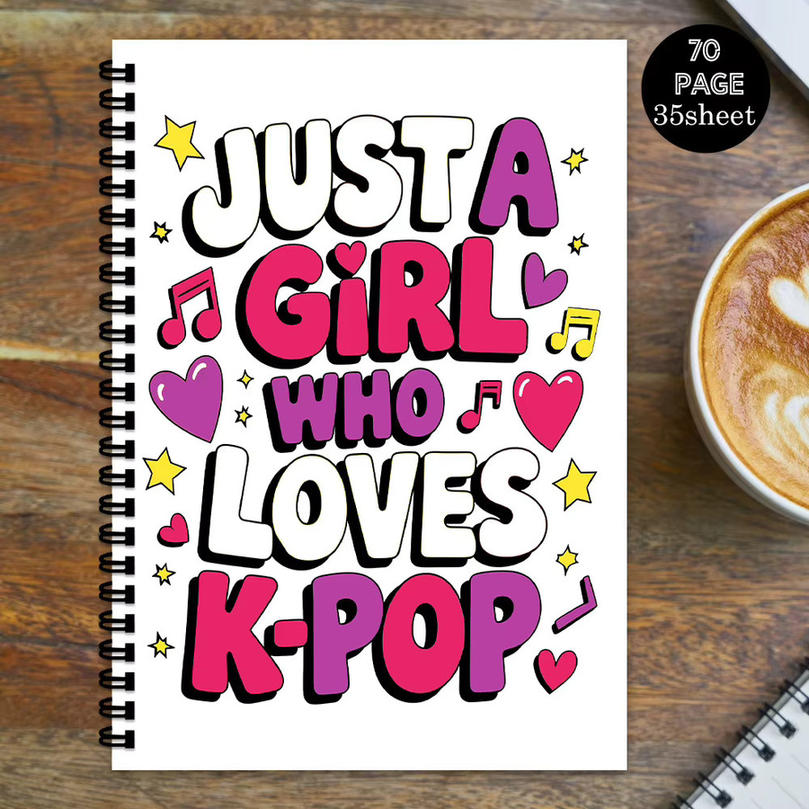 Spiral-Notizbuch im K-POP-Stil mit Sternen- und Herz-Motiv, A5, Softcover, liniertes Papier, Multicolour - Bild 4