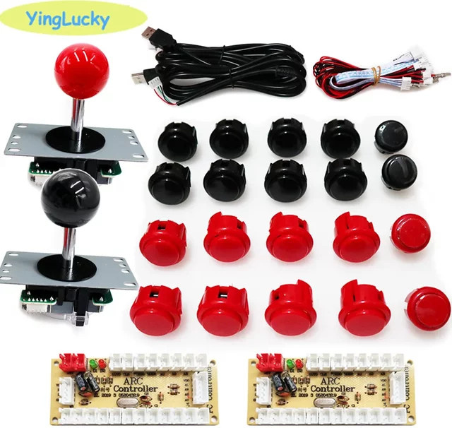 Sanwa Arcade 2-Spieler Kit mit USB Encoder und Joystick für PC und Raspberry Pi, Multicolour - Bild 1