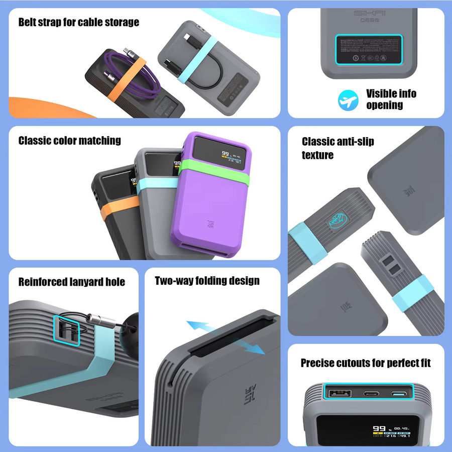 SIKAI Silikonhülle für CUKTECH Nr. 15 AIR 100 W tragbare Powerbank 15000 mAh mit Datakabel-Aufbewahrung - Bild 3