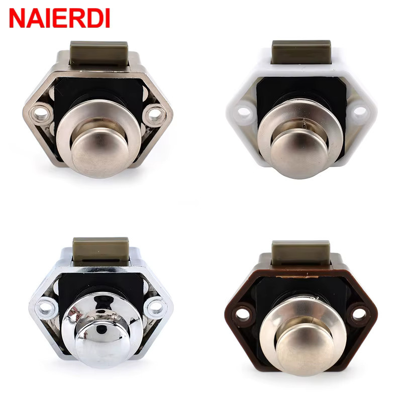10 Stück NAIERDI Push Lock Verschlussknöpfe für Camper und Wohnmobile, 20 mm, Schwarz/Silber - Bild 1