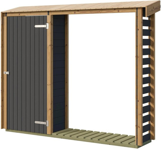 Weka Brennholzregal Killarney in Anthrazit-Eiche mit 300 cm Breite - Bild 1