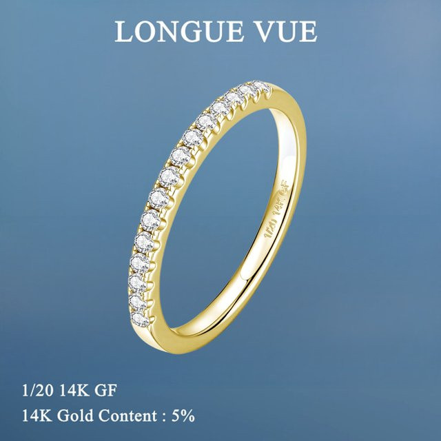 LONGUE VUE Ring, 14 Karat Gold gefüllt, Moissanit, Damen - Bild 1