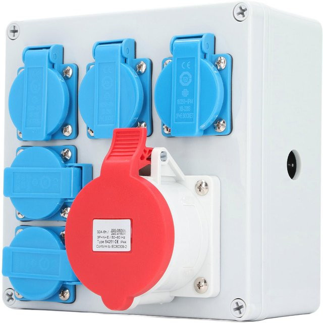 Aimo Industrie-Steckdosenkasten IP44 Wasserdicht mit 5 EU-Steckdosen in Weiß - Bild 1