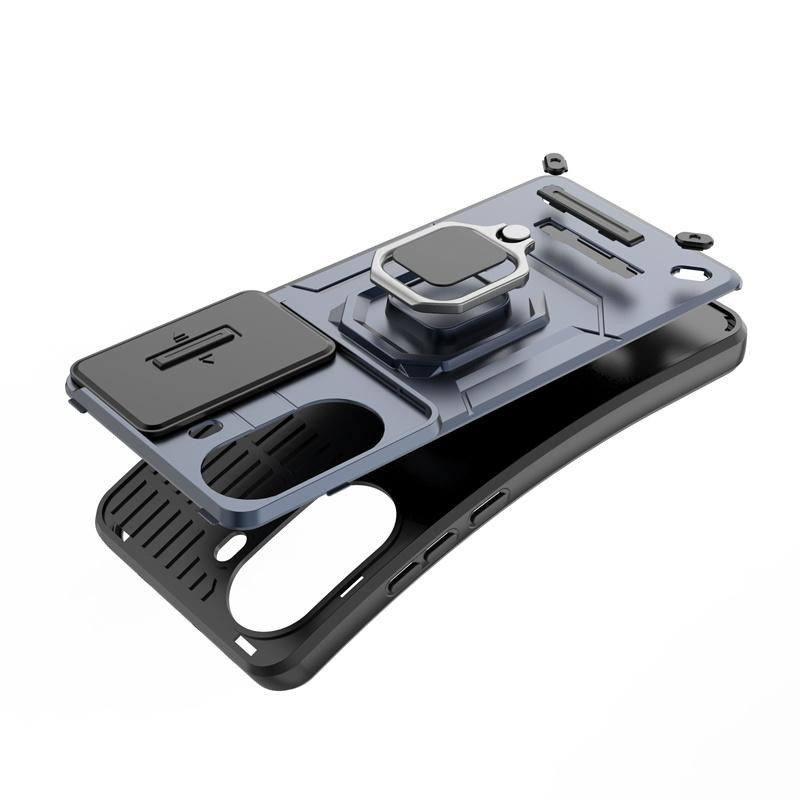 Robuste Panzerhülle mit Magnetring und Kamera-Schiebeabdeckung für Xiaomi Poco M7 Pro in Schwarz - Bild 3