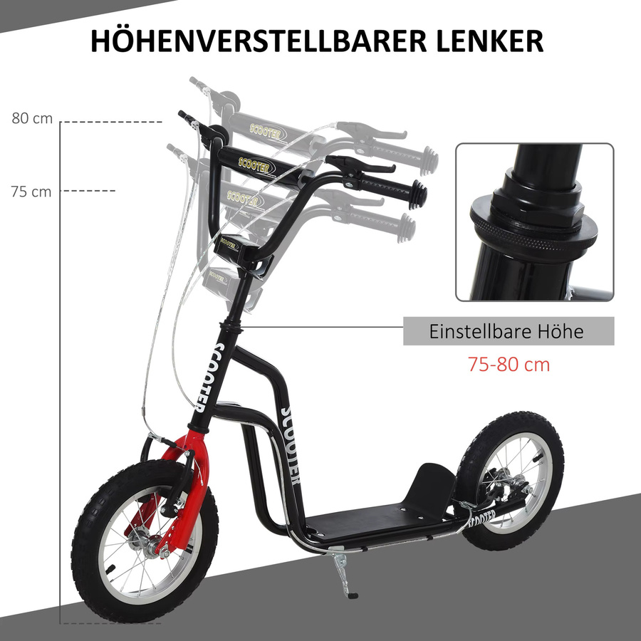 HOMCOM Kinderroller schwarz mit verstellbarem Lenker - Bild 4