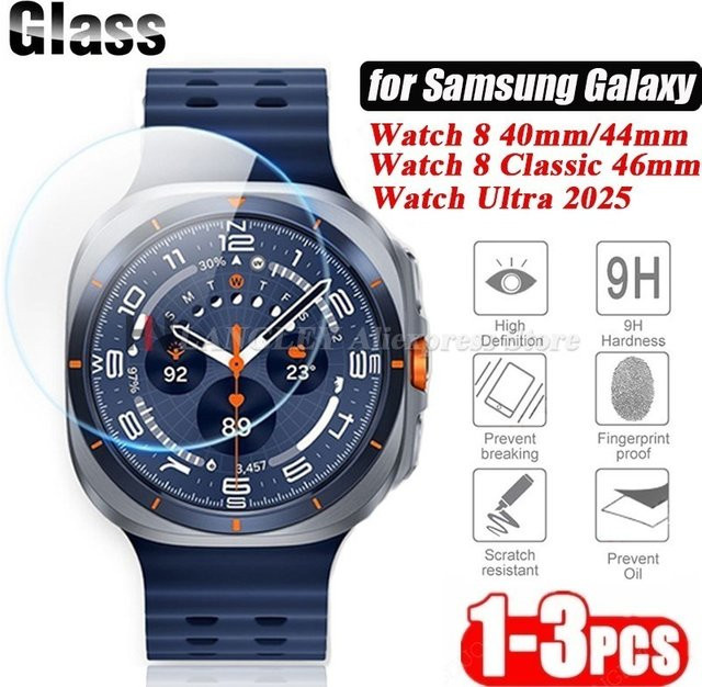 Displayschutzfolie aus gehärtetem Glas für Samsung Galaxy Watch 8 Classic und Galaxy Ultra 2025, transparent, bruchsicher - Bild 1