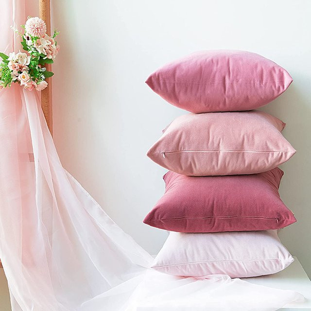 Inyahome Kissenbezug aus Samt in Rosa und Mehrfarbig für Couch, Sofa und Schlafzimmer - Bild 1