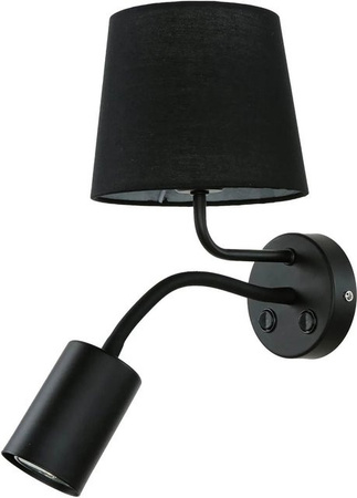 Easylight Wandlampe mit Leselampe in Schwarz aus Metall und Stoff, Höhe: 45 cm, E27