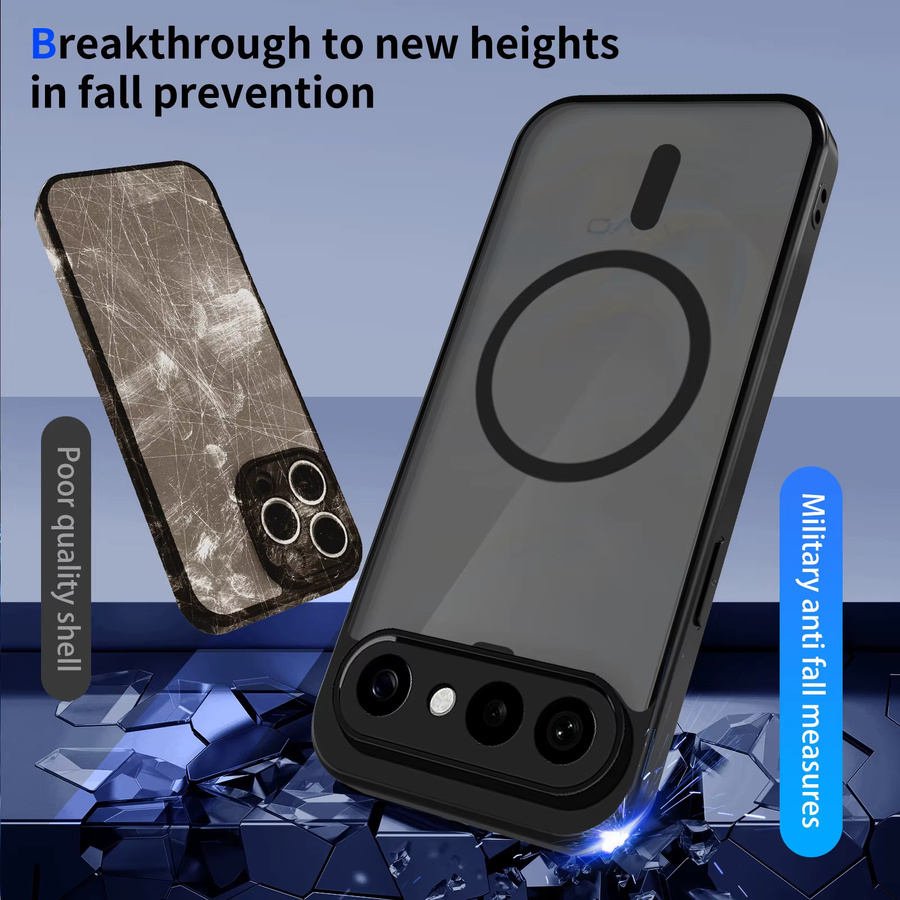 Vivo X300 FE X200 FE Super Frosted Shield Pro Magnetische Kunststoff-Hartschalen-Schutzhülle mit Airbag-Technologie in Schwarz - Bild 6