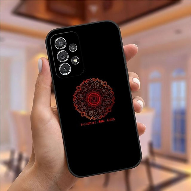 Mandala Chakra Yoga Handyhülle für Samsung Galaxy S23 Ultra S24 S22 S21 S20 FE S23 FE Plus A54 A34 A16 A53 A13 in Schwarz - Bild 1