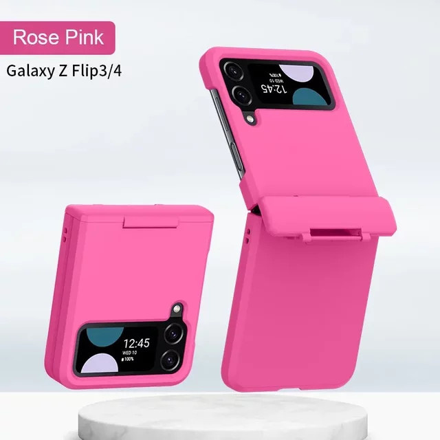 Schützende Scharnierhülle für Samsung Galaxy Z Flip 5, Z Flip 4 und Z Flip 3 5G in Blau mit Hautgefühl-Oberfläche, 4-teiliges Set - Bild 1