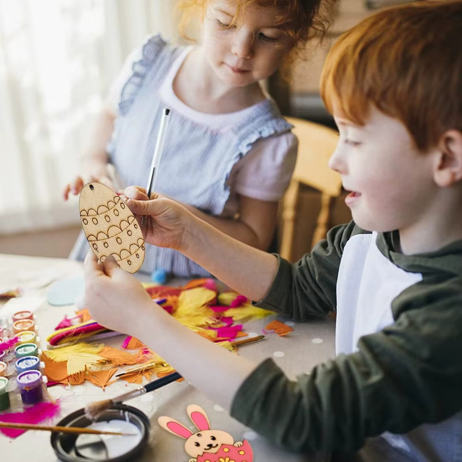 12 Stück Tissy Holz Anhänger Kaninchen und Küken als DIY Ostern Dekoration für deine Home Party - Bild 2