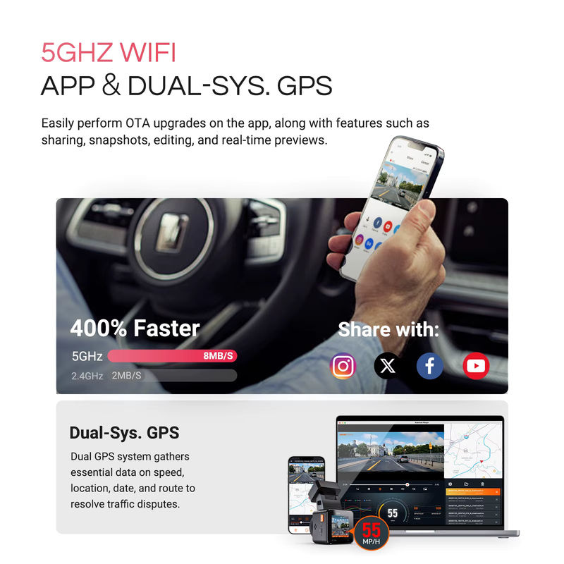 Vantrue E1 Pro 4K Mini DashCam mit STARVIS 2, HDR-Nachtsicht, 5G WiFi und GPS in Schwarz - Bild 6