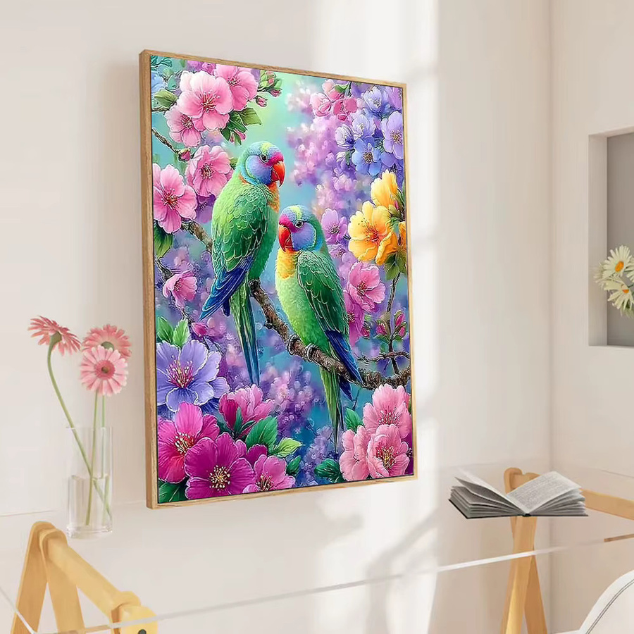 Huacan Diamantmalerei Set mit Vögeln und Blumen in Multicolour, B/H: 20 x 30 cm - Bild 3