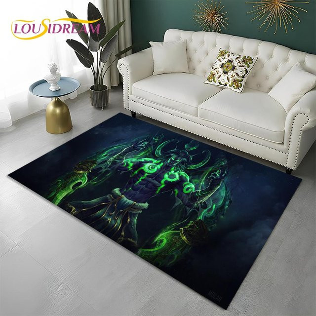 Magic Zhu World of Warcraft Teppich Lichkönig Design, rutschfest und waschbar, Farbe: Schwarz, B x L: 80 x 120 cm - Bild 1