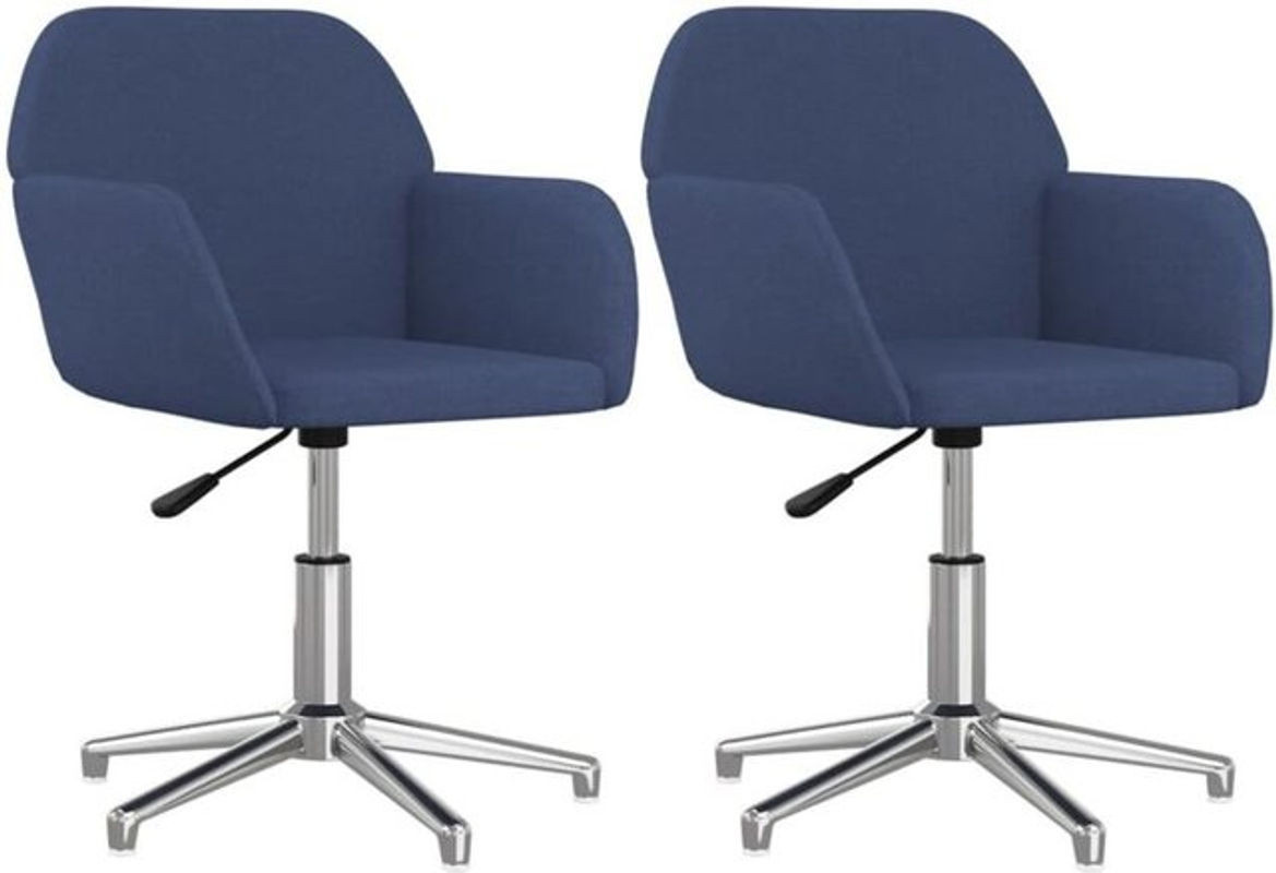 Vidaxl Esszimmerstühle 2er Set drehbar in Blau aus Stoff und Metall im modernen Design - Bild 1