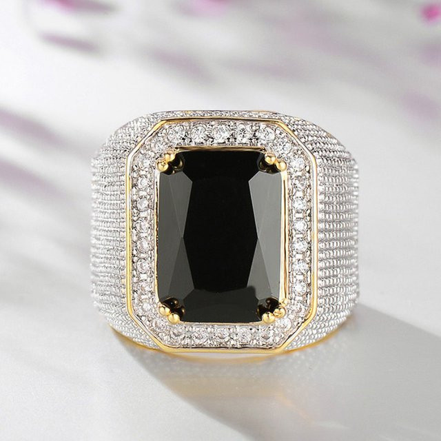 Huitan Trendy Ringe, Zirkonia, Schwarz, Damen - Bild 1