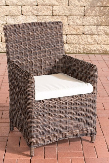TPFGarden Gartenstuhl Fonda Sankt Marlo in Cremeweiss und Braun-Meliert aus Rattan und Metall - Bild 1
