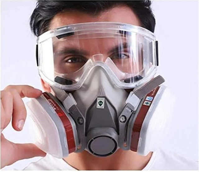 Halbe Gesichtsmaske 6200 Staubschutzmaske mit beschlagfreier Schutzbrille für Industriemalerei und Sprüharbeiten in Grau - Bild 1