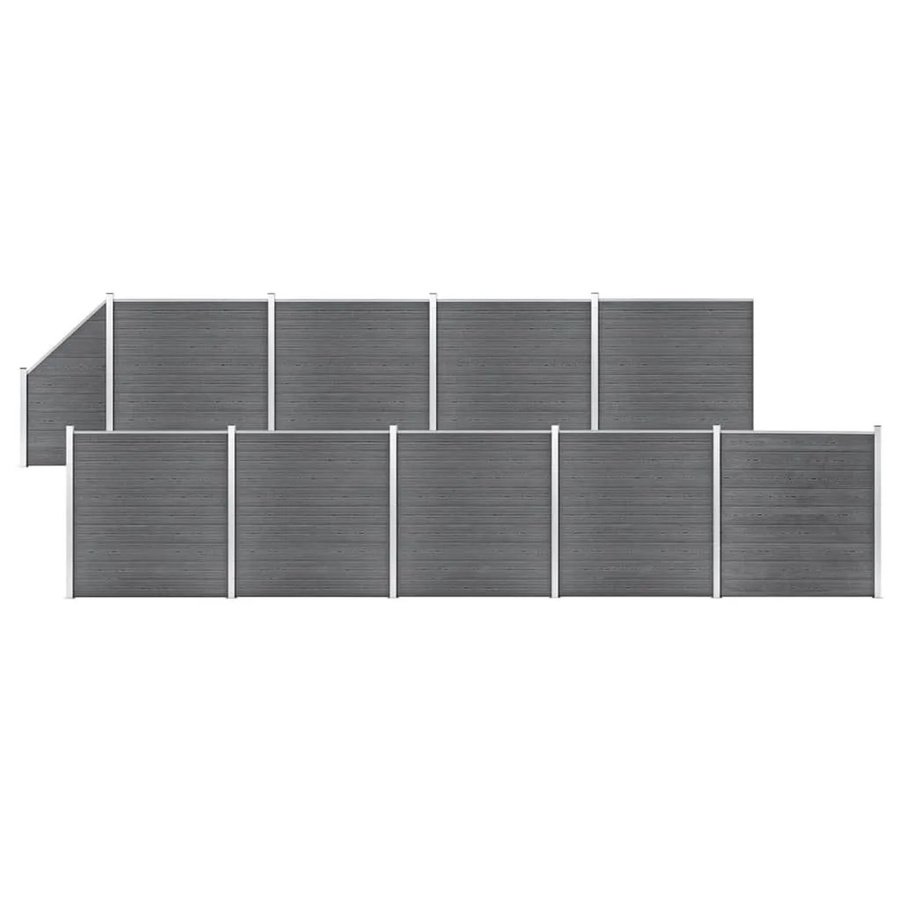 vidaXL WPC Zaun-Set aus Holz-Kunststoff-Verbundwerkstoff und Aluminium in Grau, B/H: 1657 x 186 cm - Bild 2
