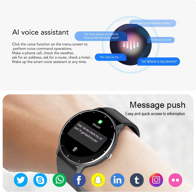 LIGE Smartwatch mit Bluetooth-Anruf und Touchscreen als Sport-Fitness-Tracker für Damen und Herren, wasserdicht, kompatibel mit Android und iOS, in Schwarz oder Pink - Bild 4