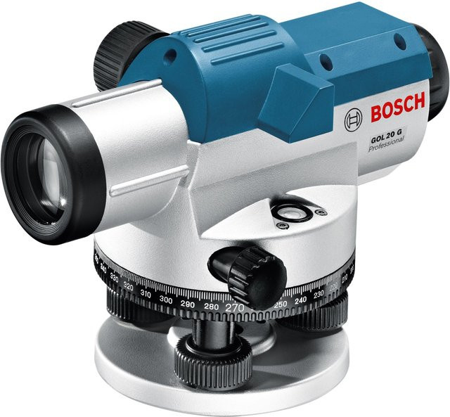 Bosch Professional Optisches Niveliergerät GOL 20 G Set mit Baustativ und Messstab in Silber/Blau - Bild 1