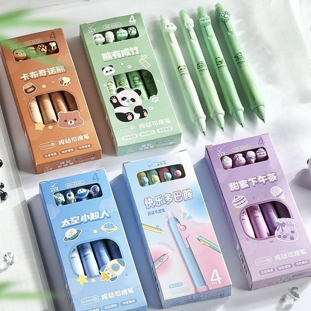 Kawai Highlooking löschbarer Gelstift mit Cartoon-Design, thermisch löschbar, Farbe: Schwarz und Kristallblau - Bild 1