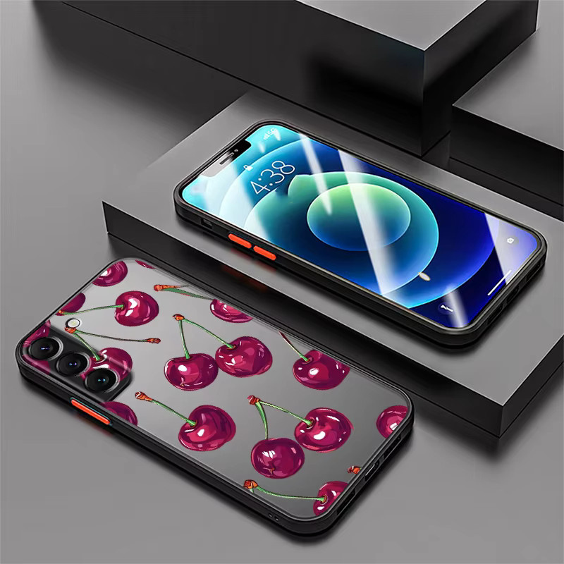 Samsung Handyhülle mit Frucht-Kirsch-Design für Galaxy S26 Note 20 Ultra 10+ S21 S24 Plus S23 FE S22 S25 Ultra S20 FE, Rückseitige Telefonabdeckung, Multicolour - Bild 2