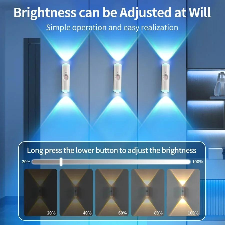 2 Stück YJMP Super Lighting wiederaufladbare magnetische LED-Nachtlichter mit RGB-Sonnenuntergangs-Effekt und Bewegungssensor, kabellose Wandlampe in Weiß für Schrank, Treppen, Flur und Küche - Bild 3