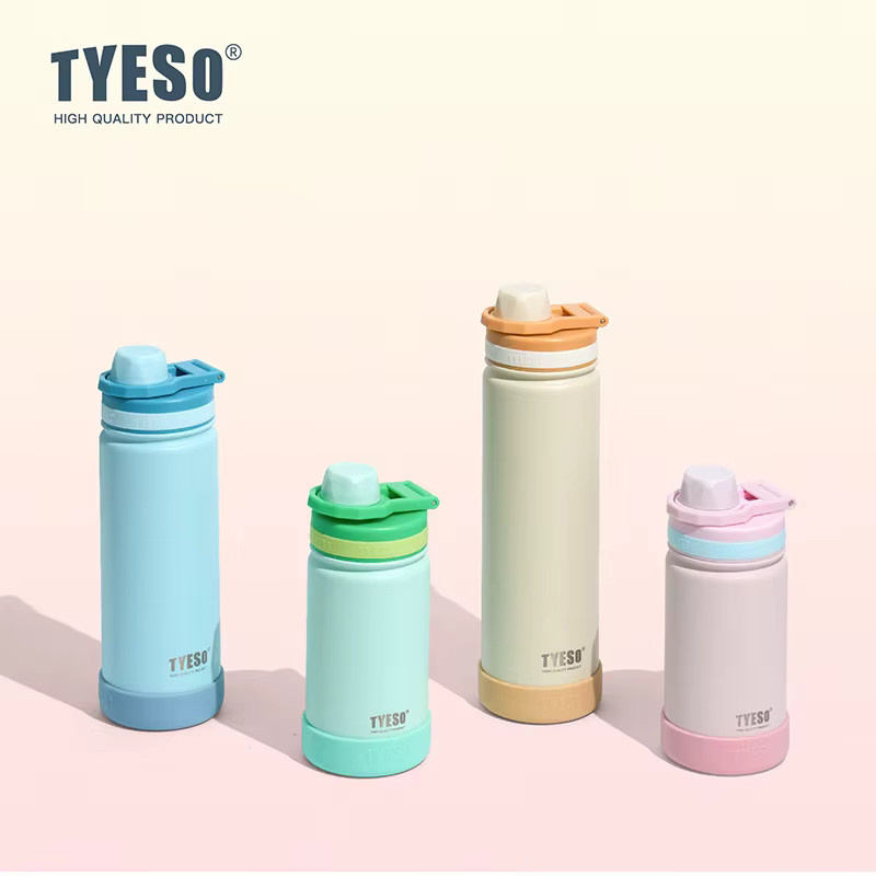 TYESO Sport-Thermosflasche für Kinder aus Edelstahl, isolierter Reisebecher für Heiß- und Kaltgetränke, Orange - Bild 1