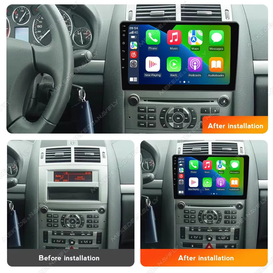 MEKEDE & NAVIFLY 9 Zoll Auto Radio Multimedia Player mit CarPlay und GPS für Peugeot 407, Schwarz - Bild 2