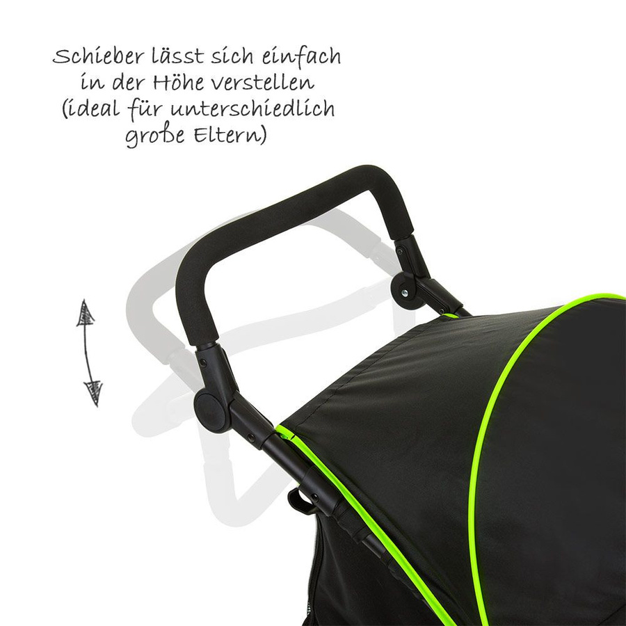 Hauck Buggy und Sportwagen Runner Offroad Jogger mit Luftreifen und Federung in Black Neon Yellow - Bild 4