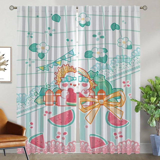 Verdunkelungsvorhänge mit Bär-Motiv für Kinderzimmer und Küche, 2er-Set, Mehrfarbig, Breite: 50 cm, Höhe: 70 cm - Bild 1