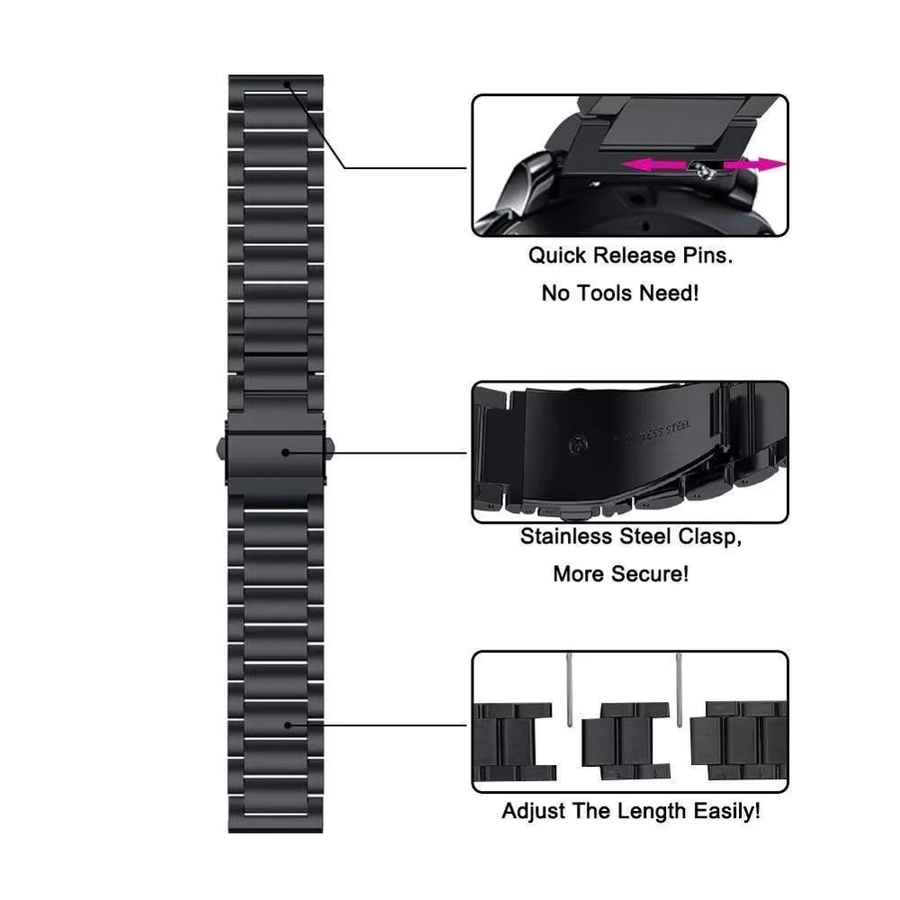 jansin Uhrenarmband Edelstahl, Schwarz, Unisex - Bild 3